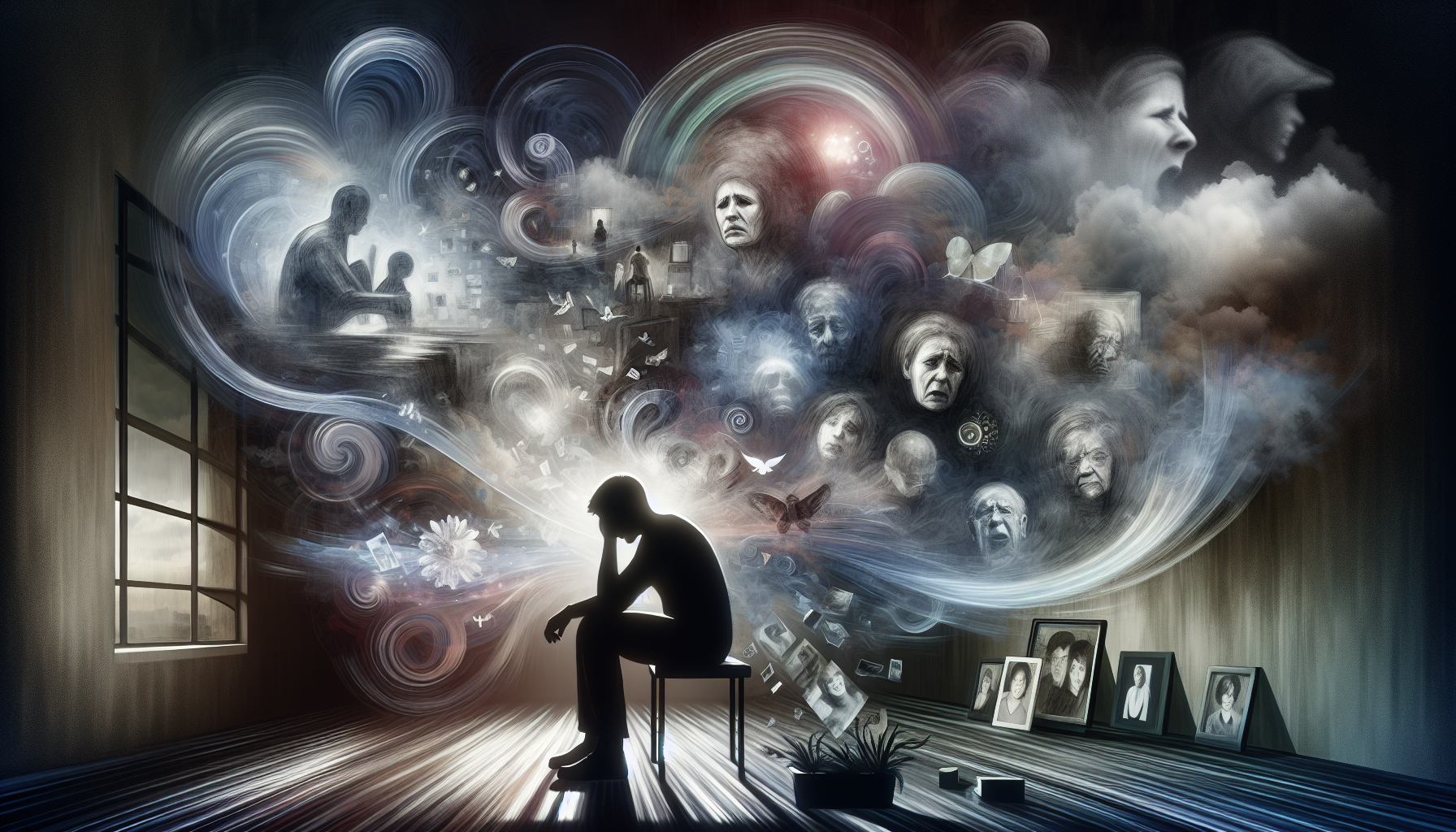 An artistic depiction of severe cognitive decline symptoms.